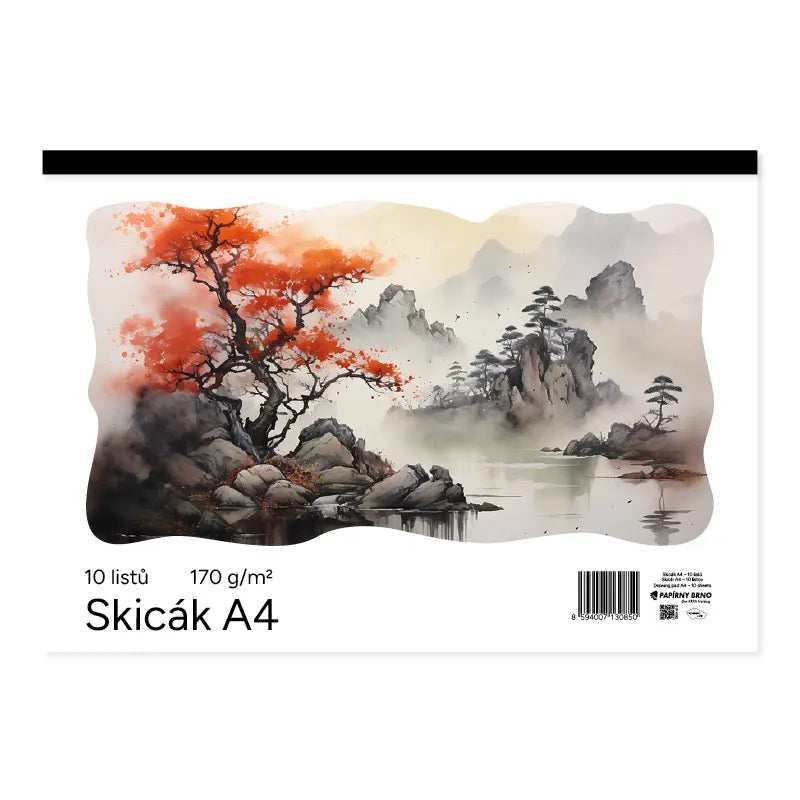 Skicár A4 biely – 170 g/m², 10 listov, fólia