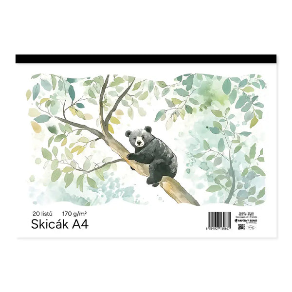 Skicár A4 biely – 170 g/m², 20 listov, fólia