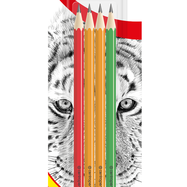 Ceruzky grafitové – šesťhranné, sada 4 ks (1B, 2 × 2HB, H)